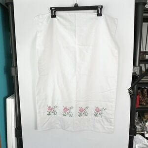 Vintage Hand Embroidered Kmart Standard Pillowcase White Floral USA